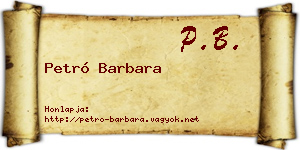 Petró Barbara névjegykártya