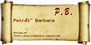 Petró Barbara névjegykártya